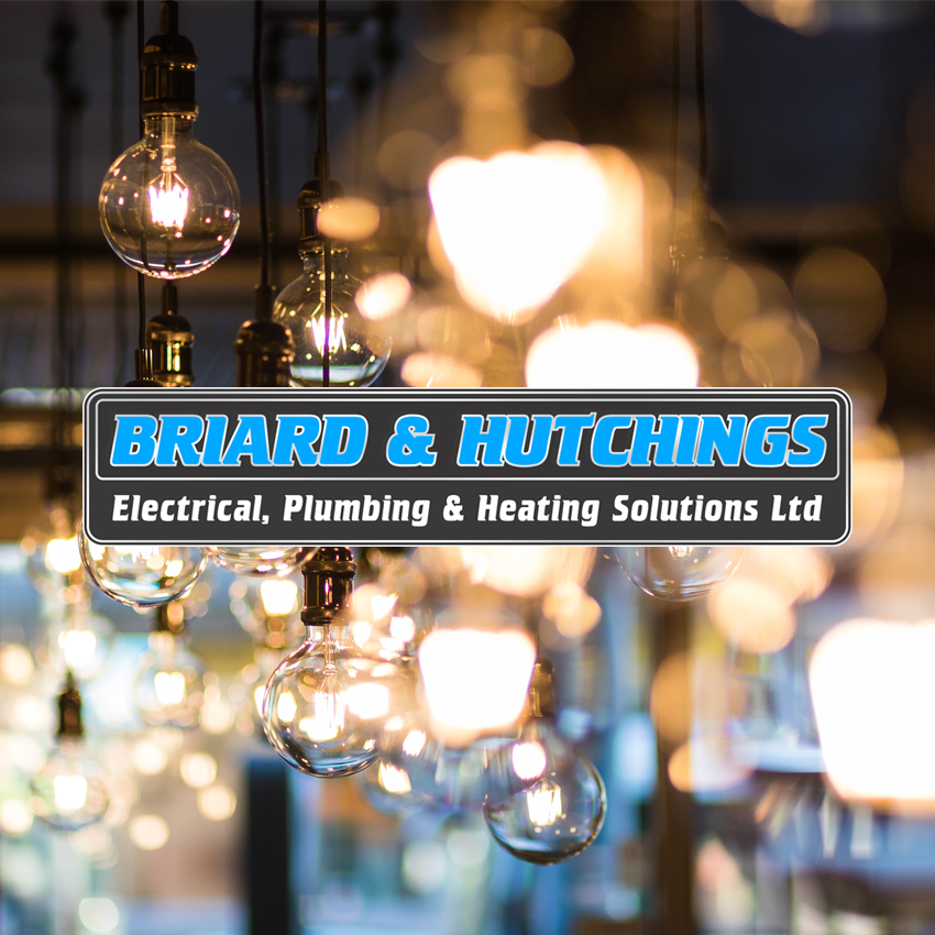 Lighting fixtures with the Briard and Hutchings logo displayed over it