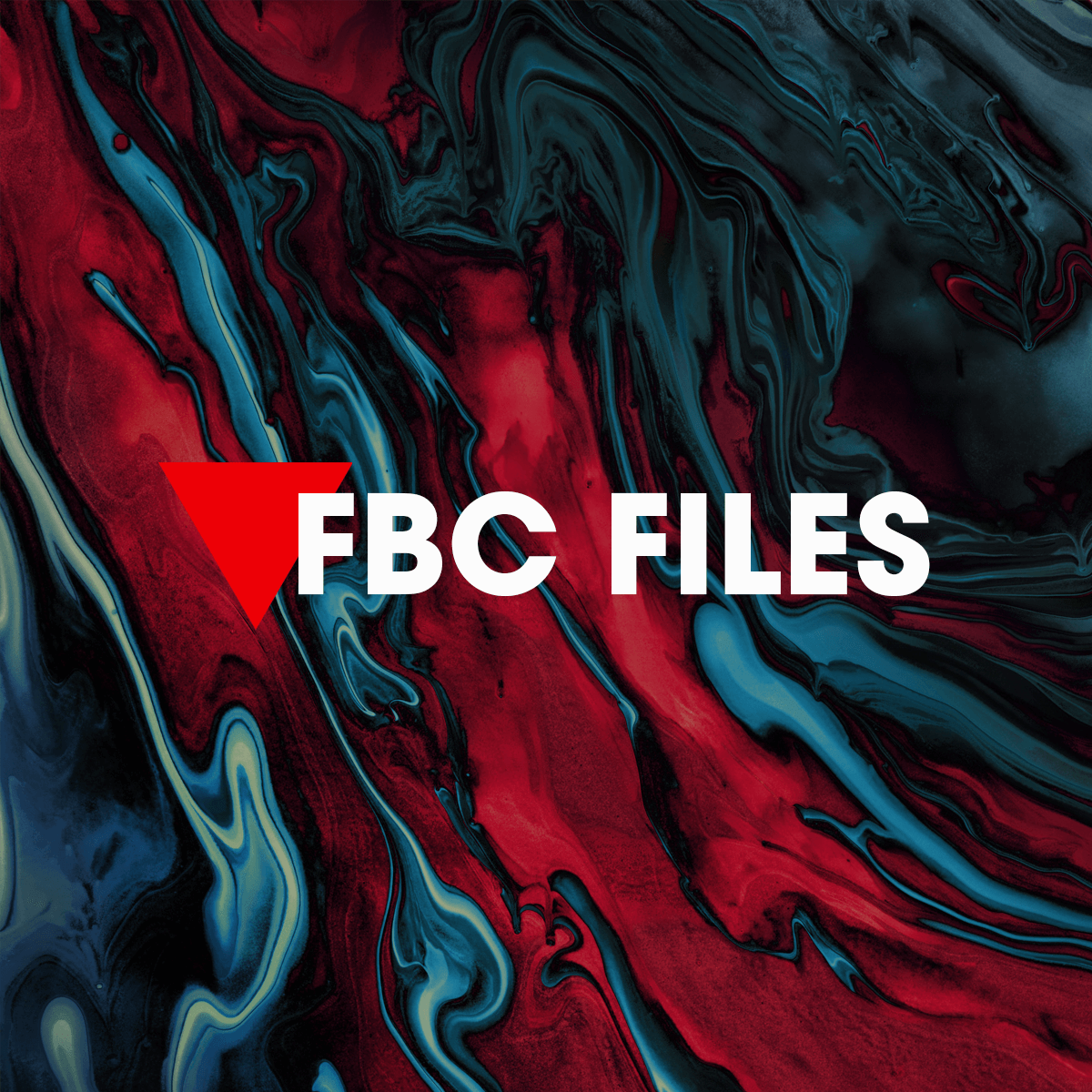 Abstract, trippy background with the FBC Files logo over the top